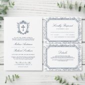 Save The Date Victorian White and Navy Blue Catholic Wedding (Personnalisez la collection de ce créateur indépendant.)