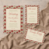 Menu Mariage Fleurs rouges vintages (Personnalisez la collection de ce créateur indépendant. )