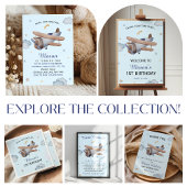 Blue Airplane Time Flies 1st Birthday Bedankzakje