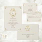 Invitation Tout En Un QR Code Baroque Monogram Wedding