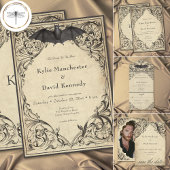 Invitation Vintage Bat Until Death Black Parchment Wedding