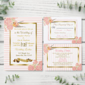 Invitation Fleur d'or rose et mariage d'oiseaux (Personnalisez la collection de ce créateur indépendant.)