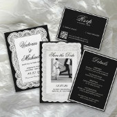 Faire-part de mariage chic romantique à dentelle e