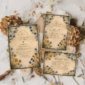 Cartons Réponse Vintage Blue Wildflower Wedding