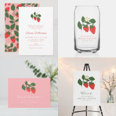 Invitation Baby Shower Rose Fruité Douce Fraise Rose