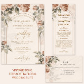 Rustieke Boho Terracotta Bloem Bruiloftsmenu | Menu