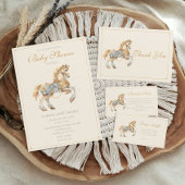 Carrousel Horse Waterverf Baby shower Bedankkaart