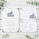 Elegante script vintage rand trouwcertificaat (Personaliseer de collectie van deze zelfstandige maker.)