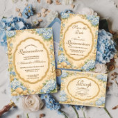 Invitation Vintage Coastal Hydrangea Quinceañera