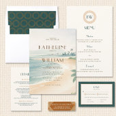 Vintage Coastal Retro Sunset Deco Wedding Menu