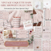 Carte De Correspondance Fête bébé : Code QR à rayures rose poussiéreux 