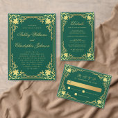 Emerald Green Faux Gold Elegant Huwelijk Kaart (Personaliseer de collectie van deze zelfstandige maker.)