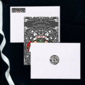 Cartes Pour Fêtes Annuelles Love Peace Joy Elegant Floral Flourish Red Photo (Personnalisez la collection de ce créateur indépendant.)