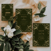 Lijst Olijf Groen Goud Bruiloft Menu