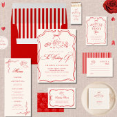 Sticker Rond Hand Drawn Cupid Cherub Red Wedding Thank You