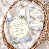 Invitation Vintage Hydrangea Floral Frame Baby Shower