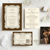 Invitation Mariage Marron Mocha Argent Vieilli