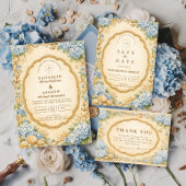 Invitation Mariage Vintage Hydrangea Nautique