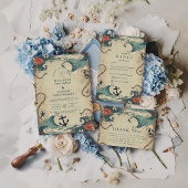 Invitation Vintage Nautical Waves & Rope Wedding
