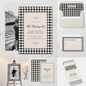 Numéro de table de mariage à carreaux à l'ancienne