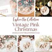  Roze Bloemen Kerst  Flat Feestdagenkaart