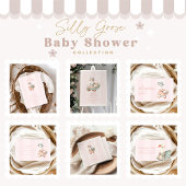 Invitation Baby shower d'oie vintage rose
