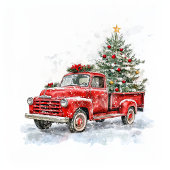 Poster Vieux Camion Rouge Joyeux Noël