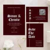 Invitation Mariage Code QR Collage Photo Moderne Vintage