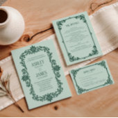Programme de mariage à monogramme Vintage Sage Cre