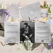 zilver & wit siergrens bruiloft drieluik aankondiging