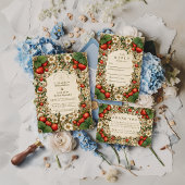 Save The Date Vintage Strawberry Garden Wedding