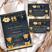 Invitation Vintage Teddy Bear Preppy Baby Shower