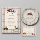 Vintage Red Toy Car Baby Shower Invitation