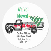 Vrachtkerstboom We hebben de aankondiging verplaat Ronde Sticker