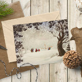  Victoriaans Kerstmis Winter Scene Feestdagenkaart