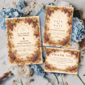 Save The Date Vintage Vineyard Grapes Wedding