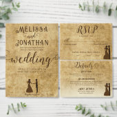 rustiek bruin bruiloft bruid bruidegom kaart (Personaliseer de collectie van deze zelfstandige maker.)