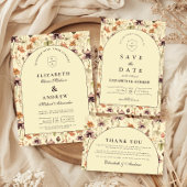 Save The Date Vintage Wildflower Arch Elegant Wedding