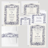 Invitation Fleur sauvage vintage Mariage Oiseaux et papillons