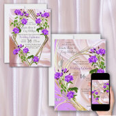 Violet Paars-Aquarel Rozen op Roze Zijde