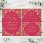 Faire-part de mariage Magenta Rouge or (Personnalisez la collection de ce créateur indépendant.)