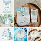 Assiettes En Carton Watercolo Hot Air Balloon Kid 5e fête d'anniversai