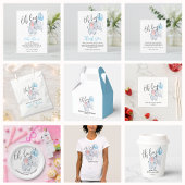 Invitations En Vélin Baby Elephant & Baby shower Bleu Balloon