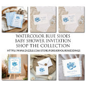 Blue Waterverf Baby Bootie Baby shower Uitnodiging