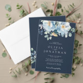 Waterverf Blauwe Winter Bloemen Trouwprogramma's Handwaaier (Personaliseer deze collectie van deze onafhankelijke maker. Test)