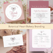 Carte De Visite Watercolor Botanical Heart Bakery