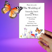 Invitation Papillon aquarelle et Mariage Fleur sauvage