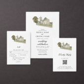 Carte De Placement Aquarelle Eglise traditionnelle Monogramme Mariage (Personnalisez la collection de ce créateur indépendant.)