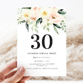 Peach waterverf floral 30th jarig party decor spandoek
