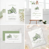 Invitation Aquarelle verte Chaussures pour bébé Sprinkle